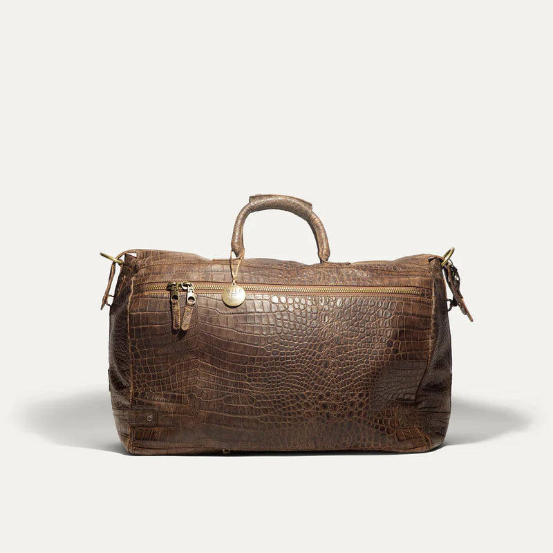 CROCO LEATHER TRAVEL DUFFLE COGNAC