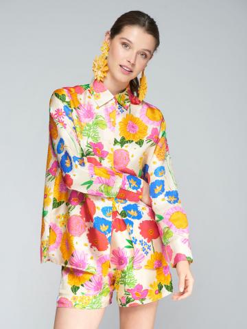 Floral Silk Bermuda Shorts Vilagallo