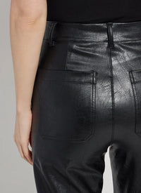 Vegan Leather Wide Leg Pants - Kohl Black Lysse