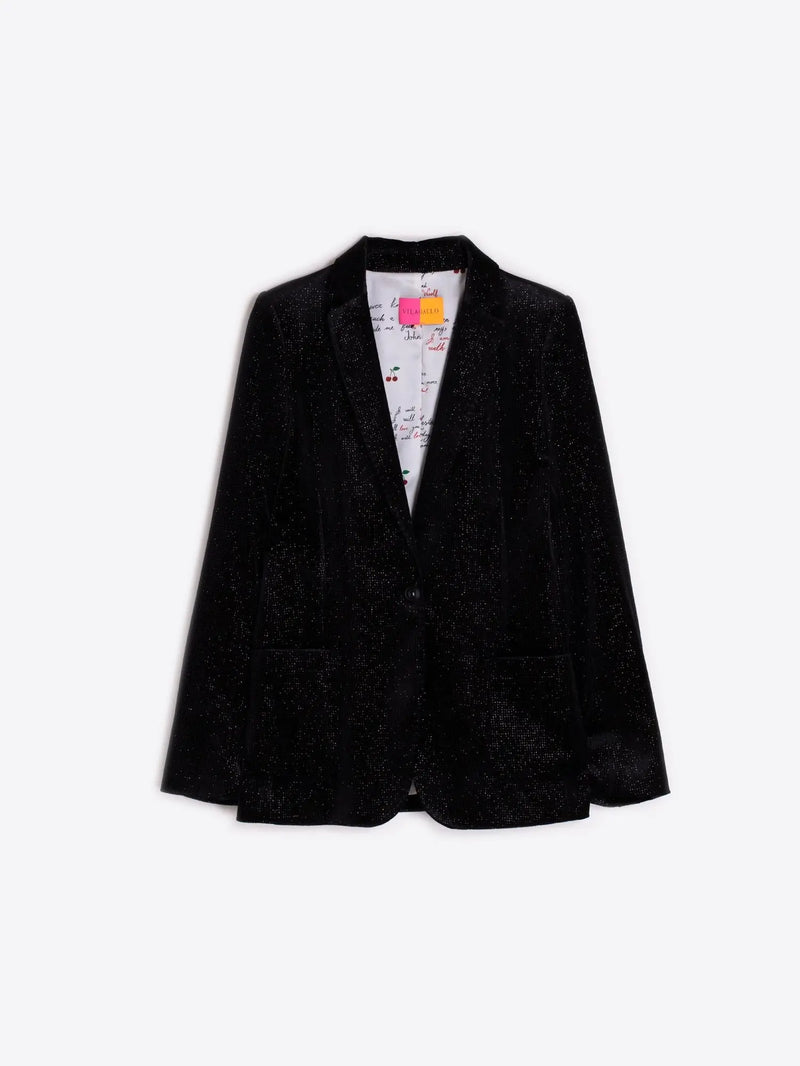 Harlow Black Shimmer Velvet Jacket Vilagallo
