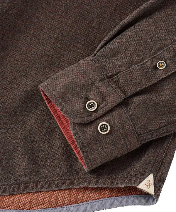 Double-Face Indigo Honeycomb Sport Shirt - Brick Borgo28