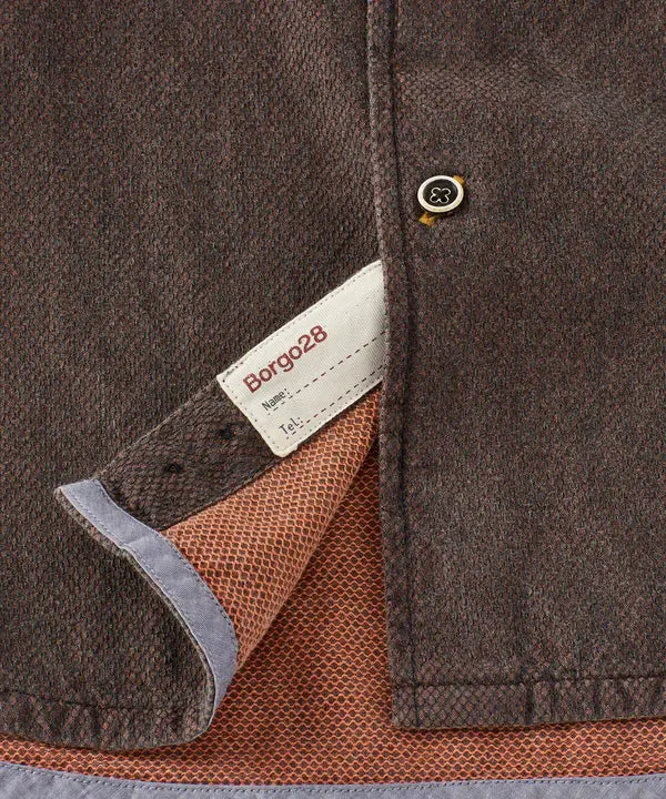 Double-Face Indigo Honeycomb Sport Shirt - Brick Borgo28