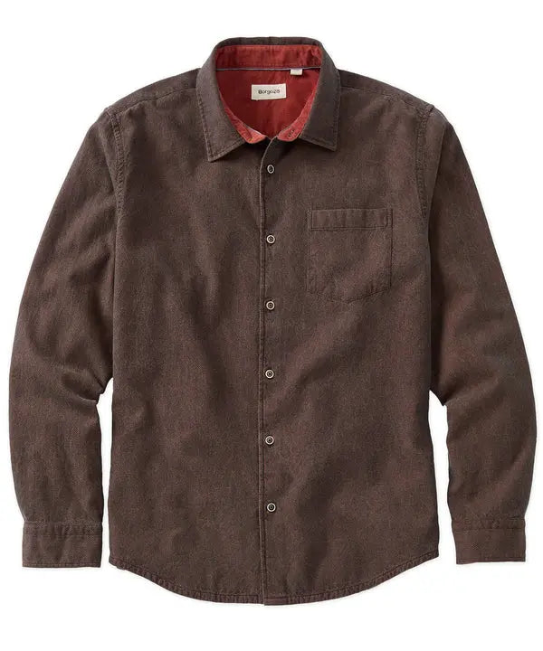 Double-Face Indigo Honeycomb Sport Shirt - Brick Borgo28