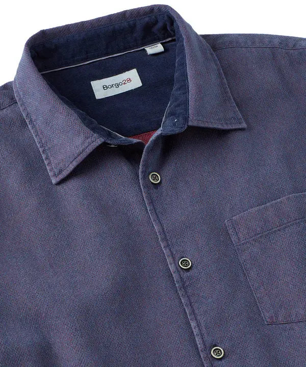 Double-Face Indigo Honeycomb Sport Shirt - Eggplant Borgo28