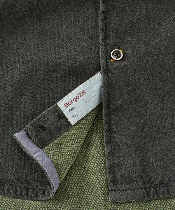 Double-Face Indigo Honeycomb Sport Shirt - Olive Borgo28