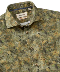Floral Print Corduroy Sport Shirt - Brown Borgo28