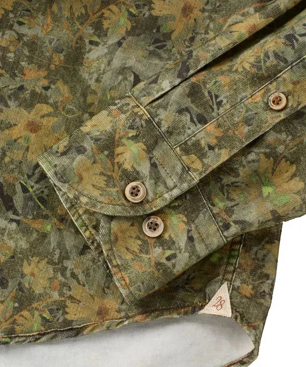 Floral Print Corduroy Sport Shirt - Brown Borgo28
