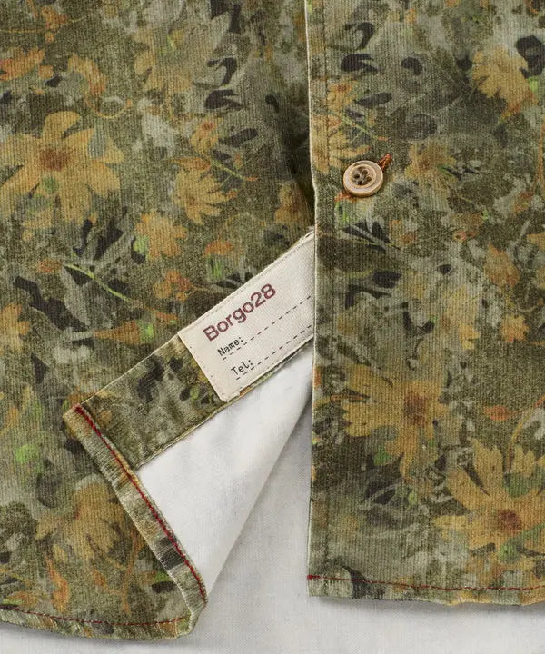 Floral Print Corduroy Sport Shirt - Brown Borgo28