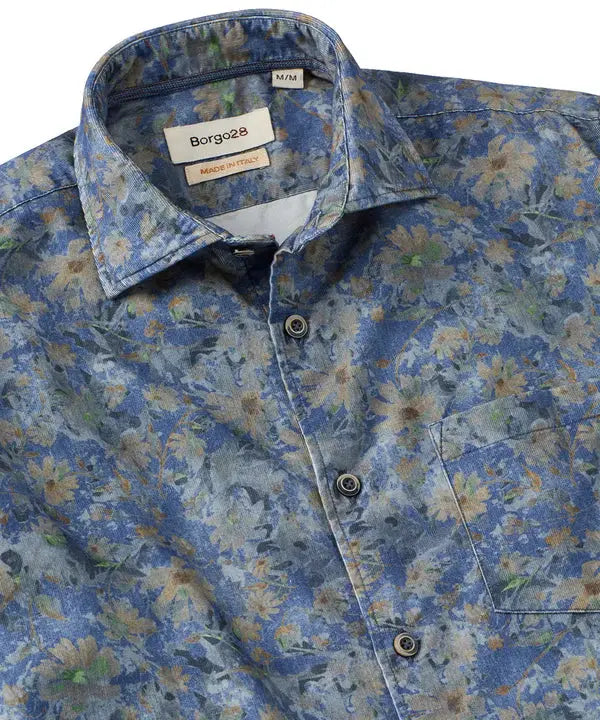 Floral Print Corduroy Sport Shirt Borgo28