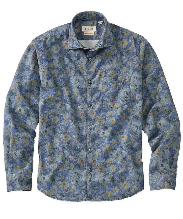 Floral Print Corduroy Sport Shirt Borgo28