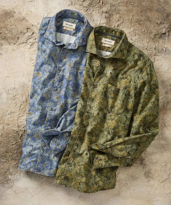 Floral Print Corduroy Sport Shirt Borgo28