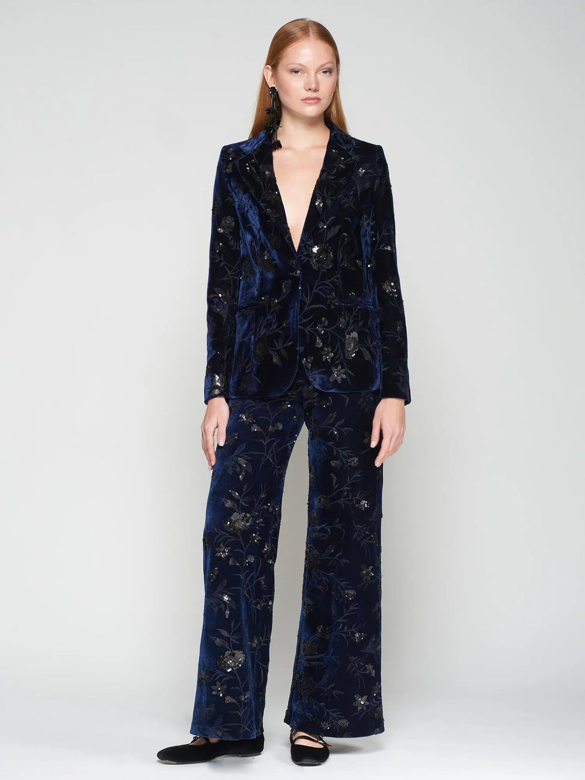 Helen Velvet Jacket with Floral Sequin Embroidery Vilagallo