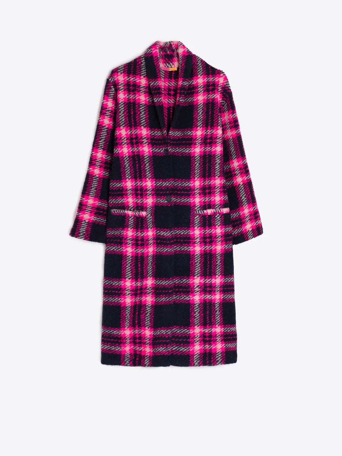 Claudia Navy & Pink Checked Coat Vilagallo