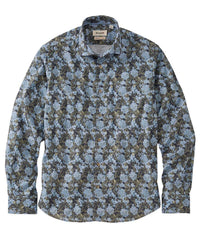 Shaded Floral Print Long-Sleeve Sport Shirt - Blue