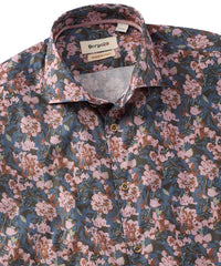 Shaded Floral Print Long-Sleeve Sport Shirt - Pink