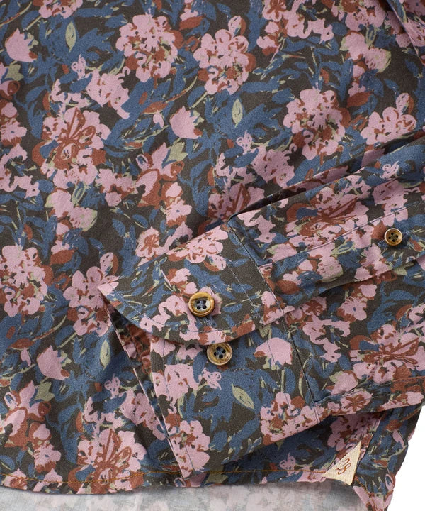 Shaded Floral Print Long-Sleeve Sport Shirt - Pink