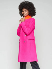 Lian Fluorescent Pink Wool Coat Vilagallo