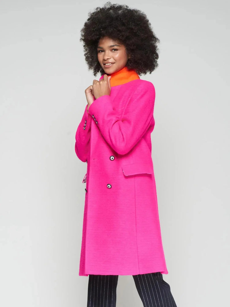 Lian Fluorescent Pink Wool Coat Vilagallo