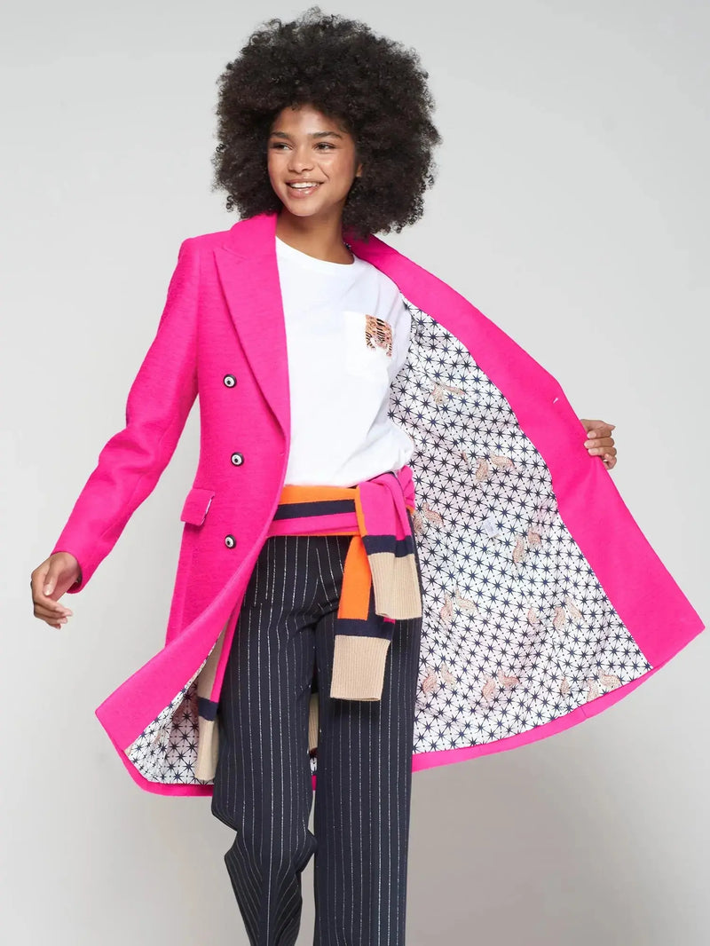 Lian Fluorescent Pink Wool Coat Vilagallo