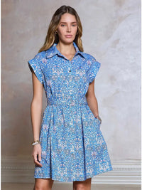 Printed Button-Down Shirt Midi Dress