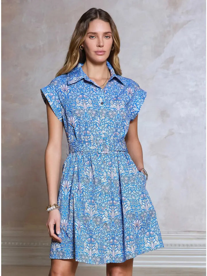 Printed Button-Down Shirt Midi Dress