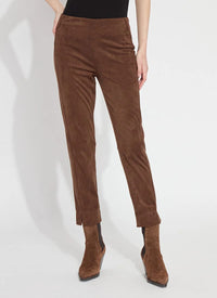 Brie Suede Ankle Trouser - Warm Brown