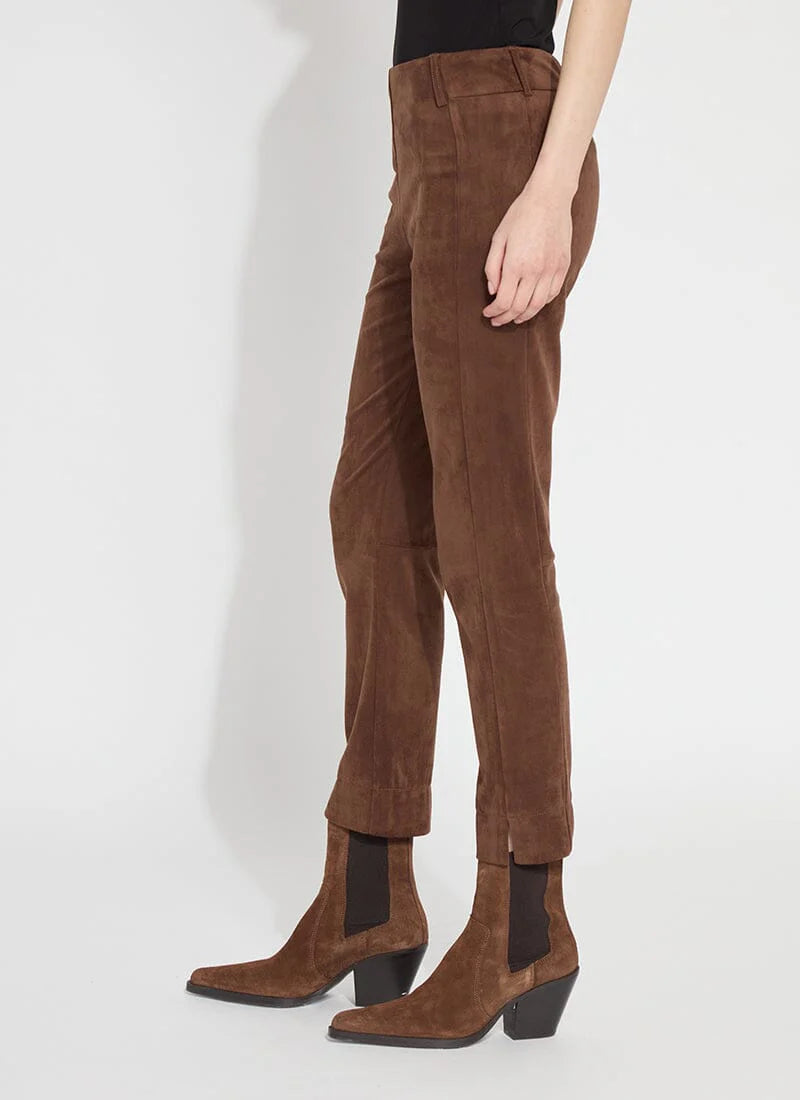 Brie Suede Ankle Trouser - Warm Brown