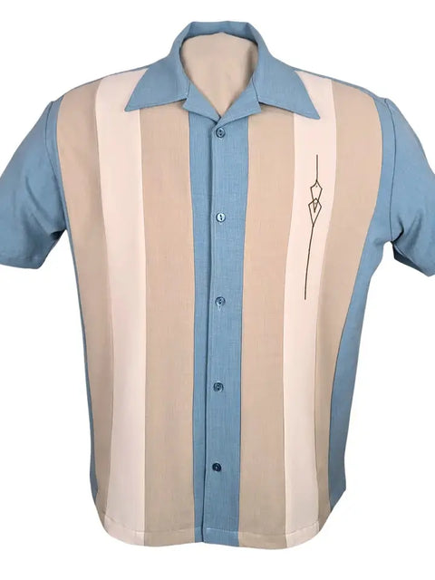 The Sheen Retro Shirt - Aqua/Cream/Stone Clothier to The King