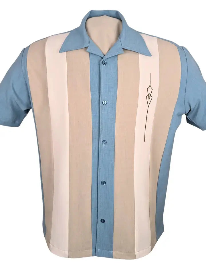 The Sheen Retro Shirt - Aqua/Cream/Stone Clothier to The King