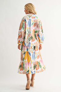 Jordan Abstract Floral Puff Sleeve Top