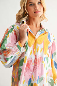 Jordan Abstract Floral Puff Sleeve Top