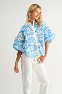 Jinny Eyelet Floral Top – Blue