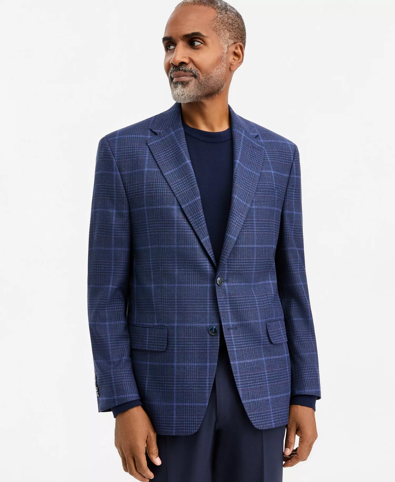 Navy Plaid Sport Coat