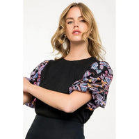 Sequin Puff Sleeve Knit Top THML