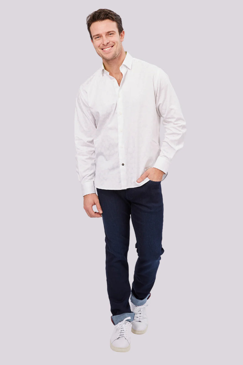 White Paisley Jacquard Shirt