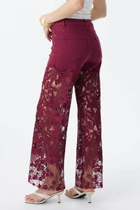 Wine Lace High Rise Jeans