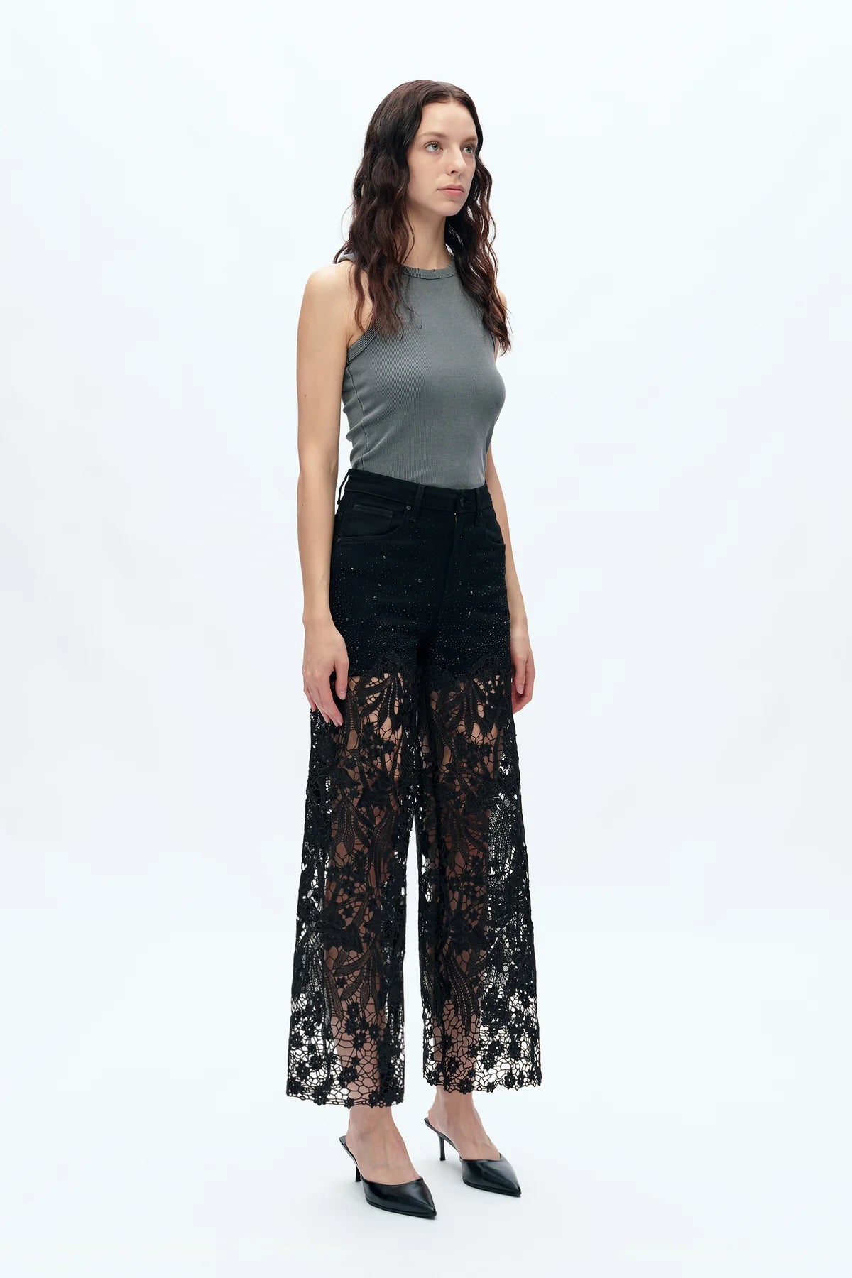 Black Lace High Rise Jeans