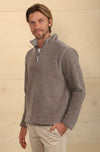 Apres Lux Chenille & Sherpa 1/4 Zip Pullover - Grey