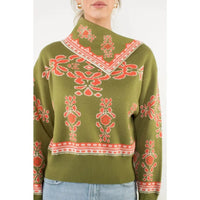 Scarf Neck Sweater - Olive Joh Apparel