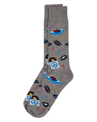 Vinyl Tunes Men`s Bamboo Crew: Med Gray Heather / 10-13