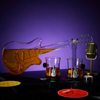 Electric Guitar  Decanter with 2 Pick Whiskey Glasses The Wine Savant / Khen Glassware