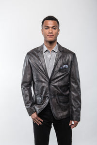 Joshua Lambskin Leather Jacket- Charcoal