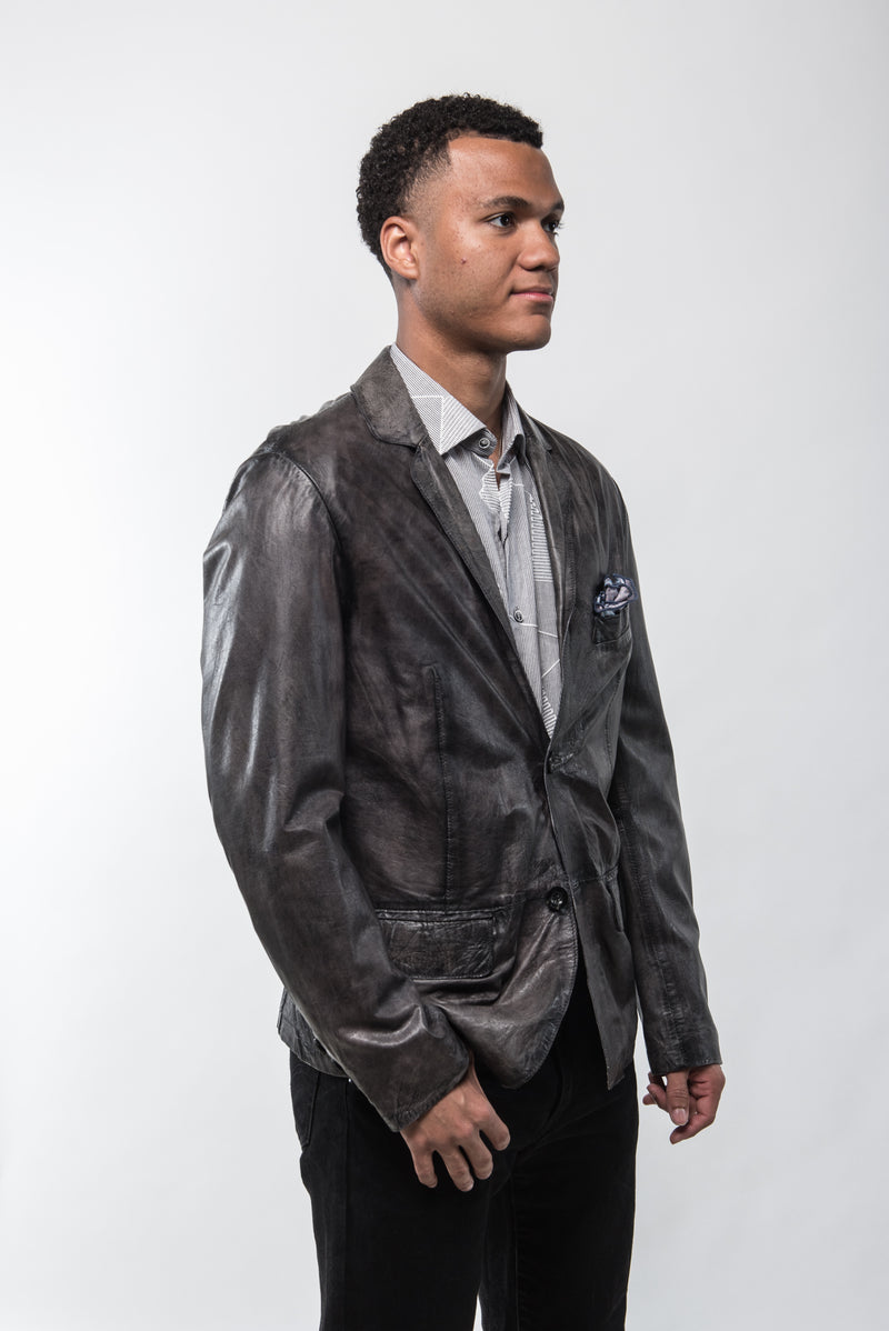 Joshua Lambskin Leather Jacket- Charcoal