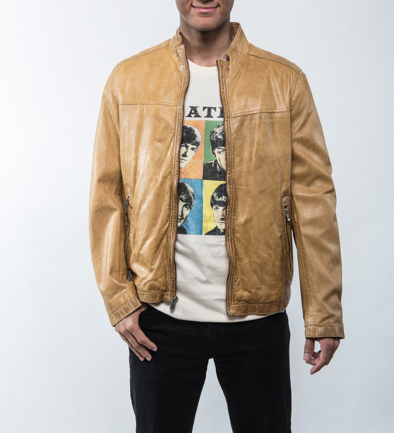 Lucio Yellow Leather Jacket