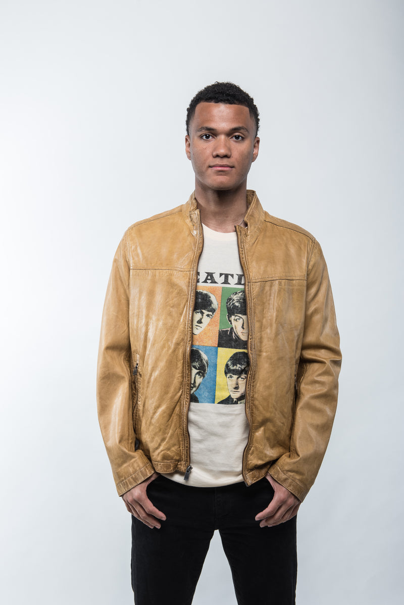 Lucio Yellow Leather Jacket