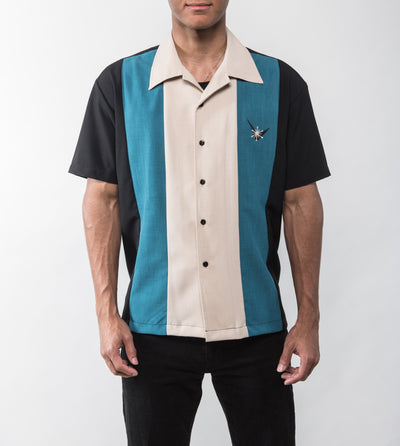 Atomic Mad Men Bowling Shirt in Black/Pacific