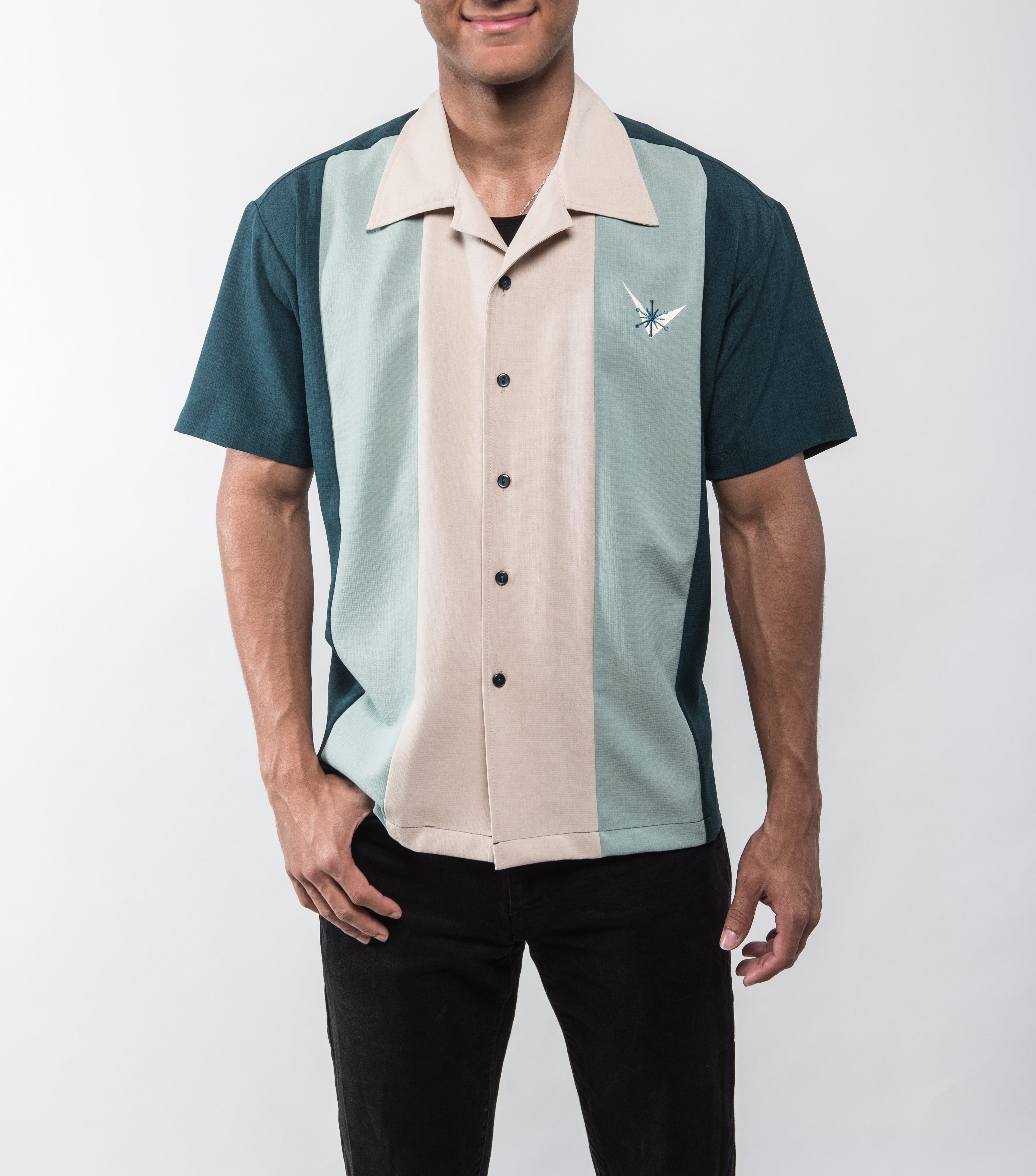 激安 超特価商店街  Men Mad Atomic Bowling Bros. Lansky – Teal/Mint Shirt ウェア・シャツ
