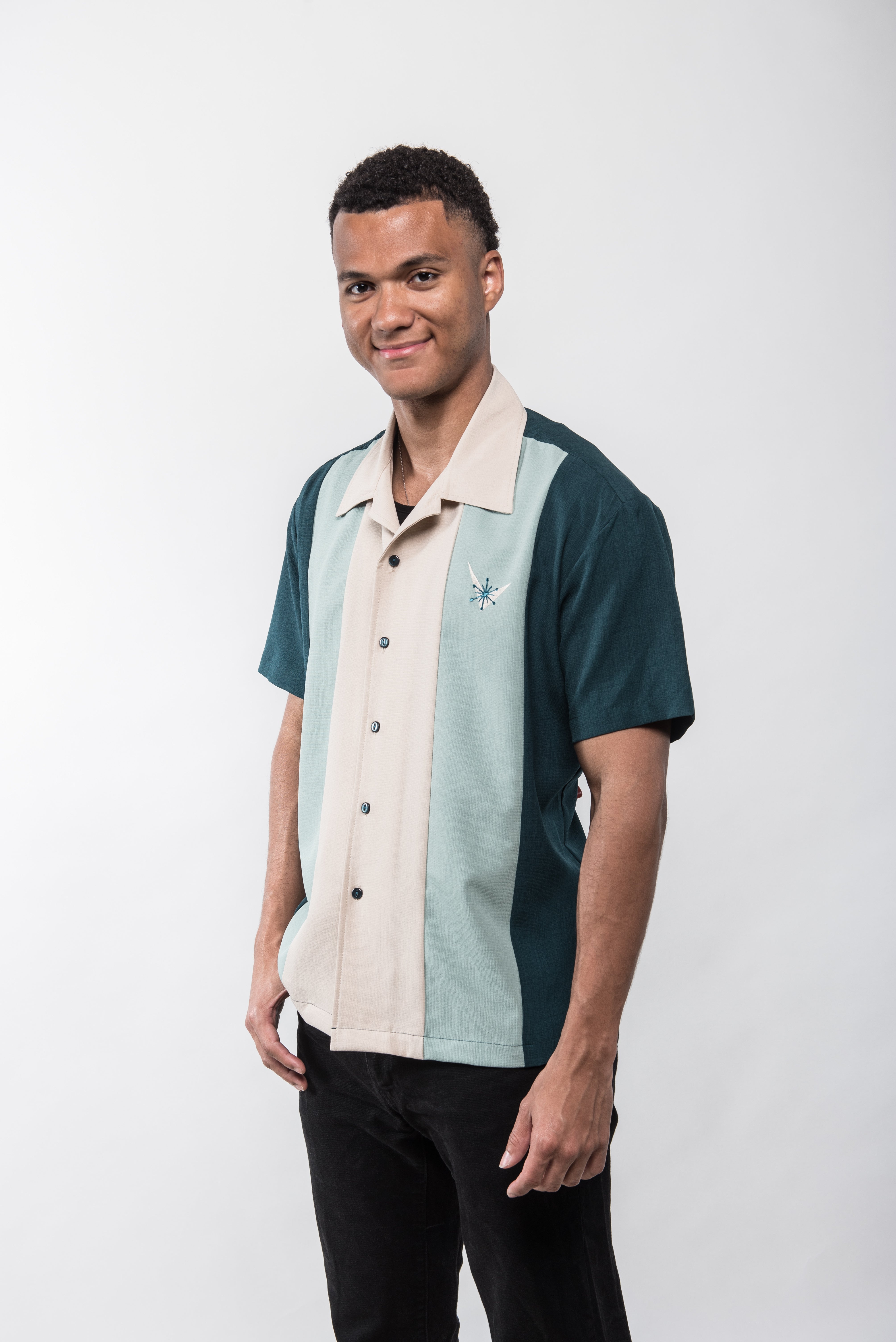 Atomic Mad Men Bowling Shirt Teal/Mint - Lansky Bros. | Clothier to