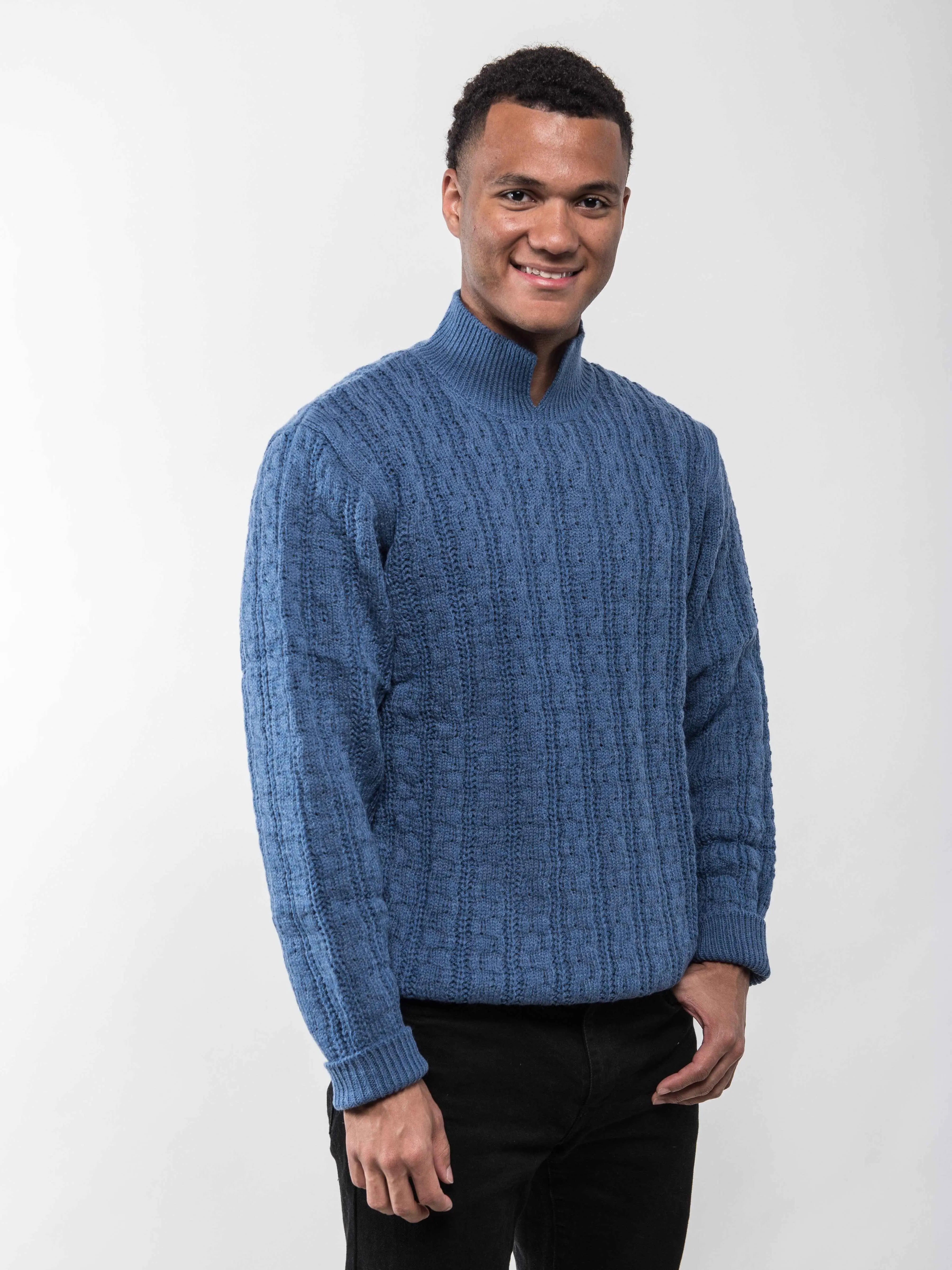 トップス STONE  ds knit blue トップス STONE ds knit blue Osaka Women Half Zip Sweater | Blue