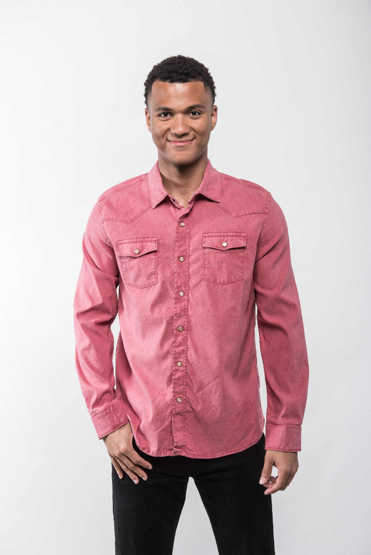 Linen Roper Snap Shirt/Shacket - Old Sangria